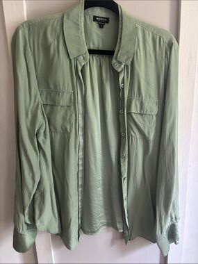 Worth Sage Green Women's Button-Up Blouse